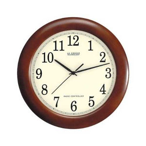 12.5-inch Atomic Analog Wall Clock with Wood Finish Frame