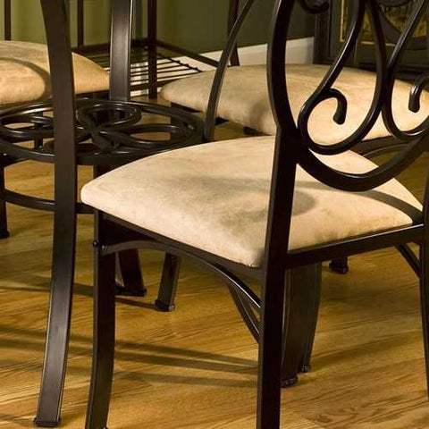 Image of Dark Chocolate Metal Dining Table with Clear Round Glass Tabletop