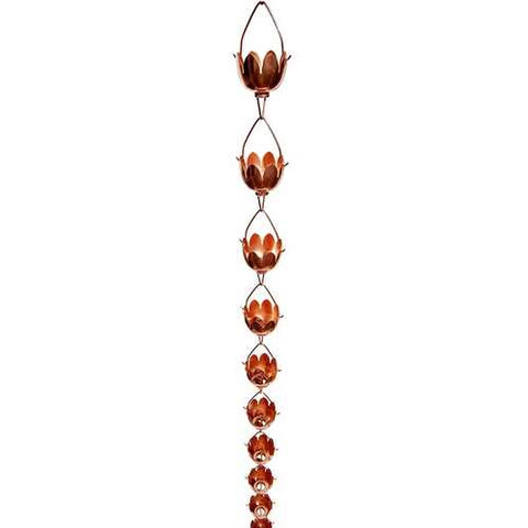 Image of Lily Lotus Flower 100% Copper 8-Foot Rain Chain