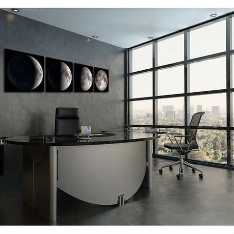 Image of Moon Phases 4-Panel Modern Framed Canvas Print Wall Art