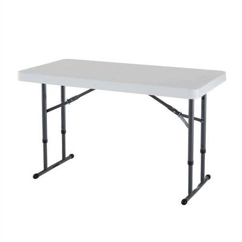 Image of Adjustable Height 4-Foot Commercial Folding Table with White HDPE Top