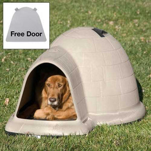 Large 43.8-inch Igloo Shape Weather Resistant Dog House in Tan