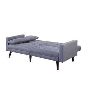 Modern Mid-Century Light Grey Linen Split-Back Sofa Bed