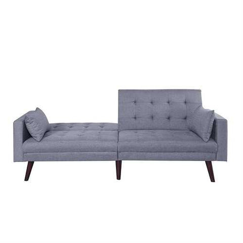 Image of Modern Mid-Century Light Grey Linen Split-Back Sofa Bed