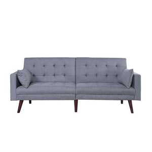 Modern Mid-Century Light Grey Linen Split-Back Sofa Bed