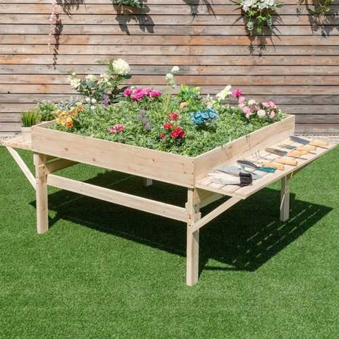 Image of Solid Fir Wood Large 6 ft x 4 ft Elevated Garden Bed Planter