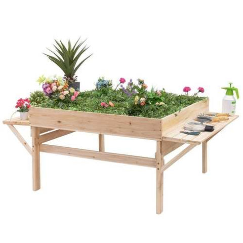 Image of Solid Fir Wood Large 6 ft x 4 ft Elevated Garden Bed Planter