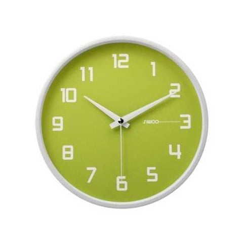 Image of Silent Non-Ticking Wall Clock in Key Lime and White