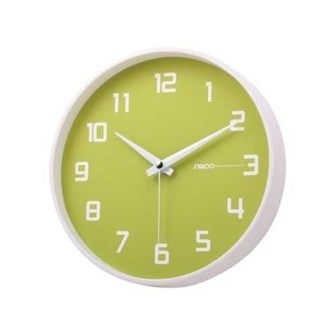 Image of Silent Non-Ticking Wall Clock in Key Lime and White