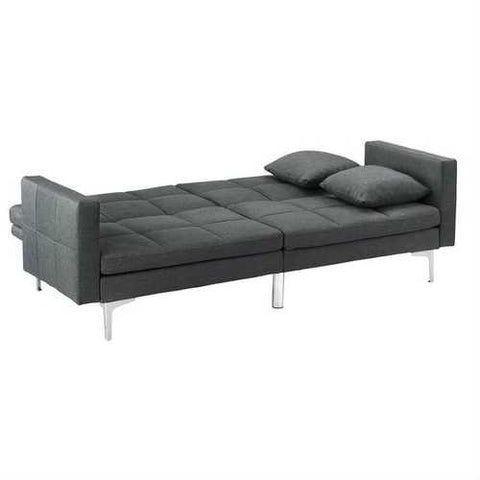 Image of Grey Linen Split-Back Modern Sleeper Sofa Couch