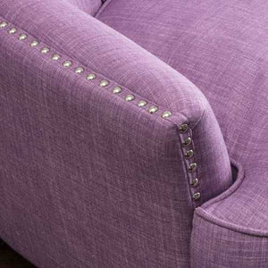 Light Purple Mid-Century Tufted Upholstered 100% Linen Armchair