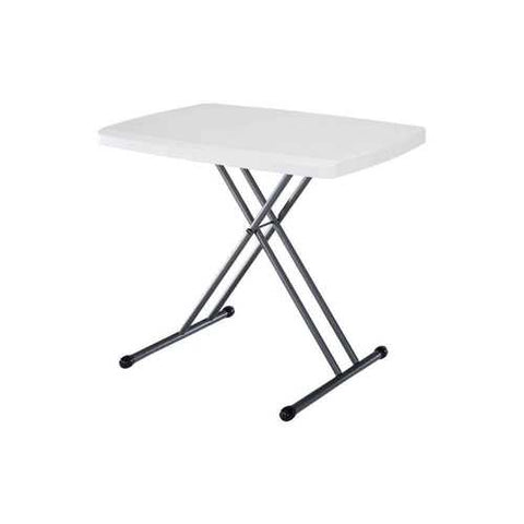 Image of Adjustable Height White Plastic Top Folding Table with Sturdy Steel Metal Legs