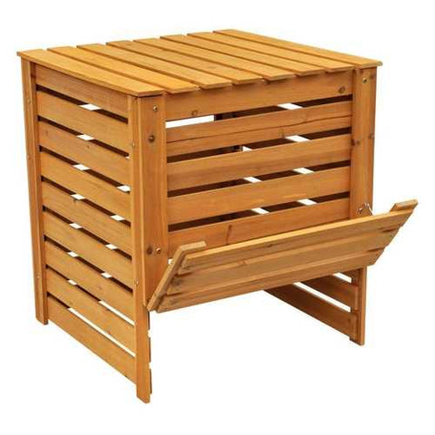 Image of Solid Wood 90-Gallon Compost Bin with Removable Top and Hinged Side Panel