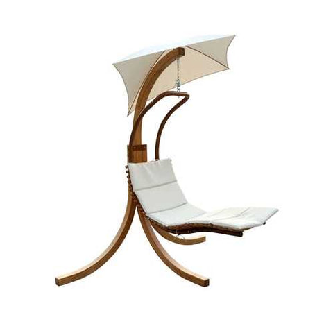 Image of Modern Porch Swing Lounger Chair with Umbrella and Cushion