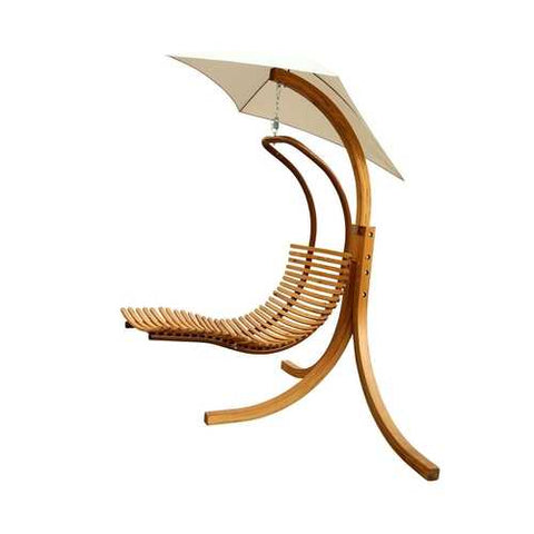 Image of Modern Porch Swing Lounger Chair with Umbrella and Cushion