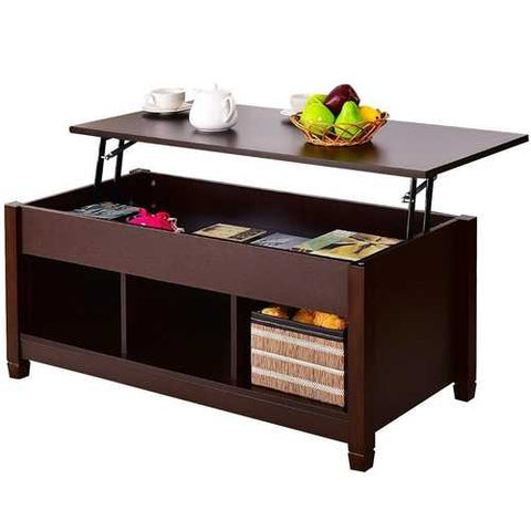 Image of Brown Wood Lift Top Coffee Table with Hidden Storage Space