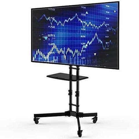 Image of Adjustable Height Mobile TV Cart TV Stand for up to 65-inch TV