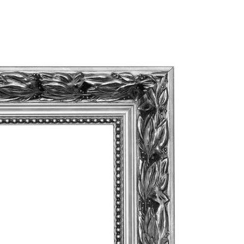 Image of Large 38 x 26 inch Bathroom Wall Mirror with Baroque Style Silver Wood Frame