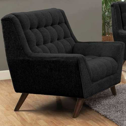 Image of Modern Classic Mid-Century Style Black Upholstered Arm Chair