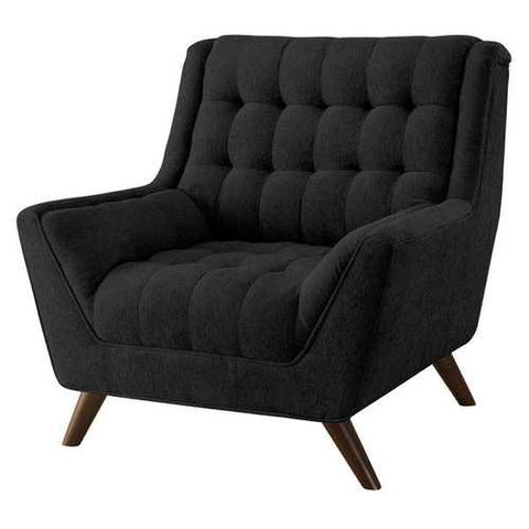 Image of Modern Classic Mid-Century Style Black Upholstered Arm Chair