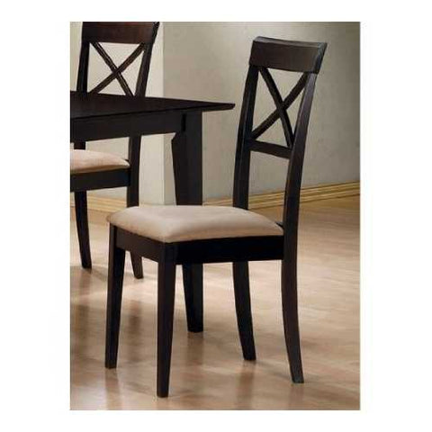 Image of Set of 2 - Cappuccino Cross Back Dining Chair with Fabric Seat