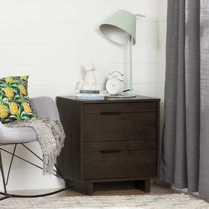 Modern End Table Nightstand in Brown Wood Finish