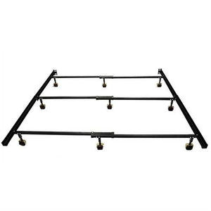 Queen size 9-Leg Metal Bed Frame with Locking Rug Rollers Casters Wheels