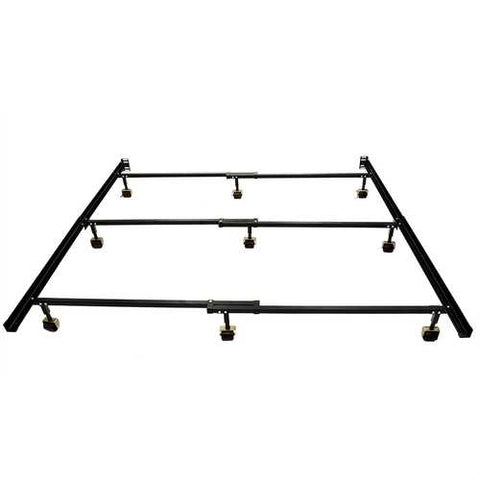 Image of Queen size 9-Leg Metal Bed Frame with Locking Rug Rollers Casters Wheels