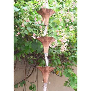 Floral Wide Mouth Copper Rain Chain with Easy Install Copper Hook