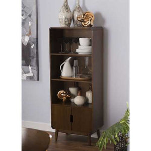 Modern Classic Mid-Century Style Bookcase Cabinet in Wallnut Wood Finish