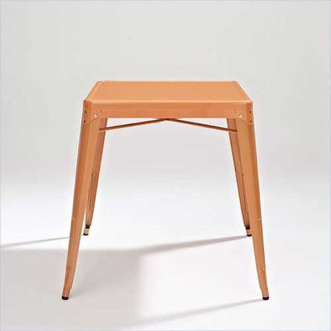 Image of Mid Century French Cafe Style Metal Dining Table in Orange