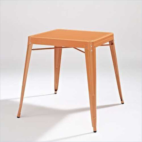 Image of Mid Century French Cafe Style Metal Dining Table in Orange