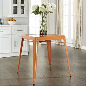 Mid Century French Cafe Style Metal Dining Table in Orange