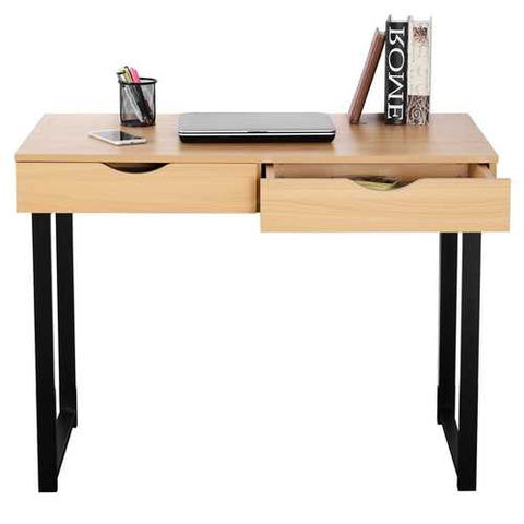 Image of Modern Low Rise Laptop Computer Desk with Two Storage Drawers