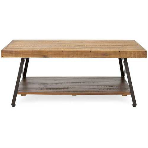 Image of Modern Classic Industrial Chic Reclaimed Wood and Metal Coffee Table