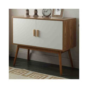 Mid-Century Modern Console Table Storage Cabinet with Solid Wood Legs