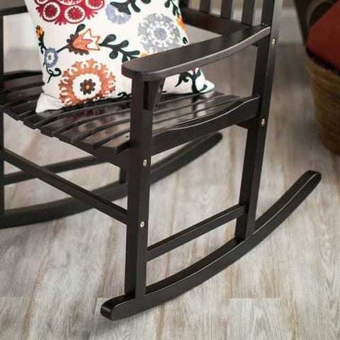 Image of Indoor/Outdoor Patio Porch Black Slat Rocking Chair