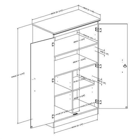 Image of Cherry 2-Door Storage Cabinet Wardrobe Armoire for Bedroom Living Room or Home Office