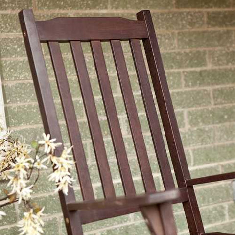 Image of Set of 2 - Indoor/Outdoor Patio Porch Dark Brown Slat Rocking Chairs