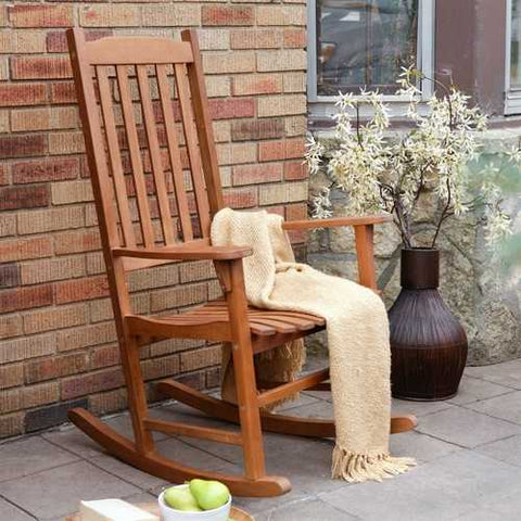 Image of Indoor/Outdoor Patio Porch Natural Slat Rocking Chair