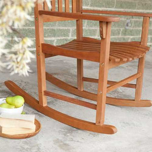 Set of 2 - Indoor/Outdoor Patio Porch Natural Slat Rocking Chairs