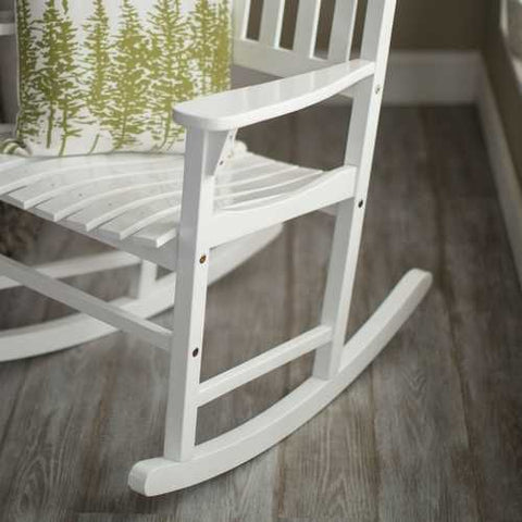 Image of Indoor/Outdoor Patio Porch White Slat Rocking Chair