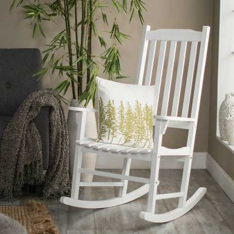 Image of Set of 2 - Indoor/Outdoor Patio Porch White Slat Rocking Chairs