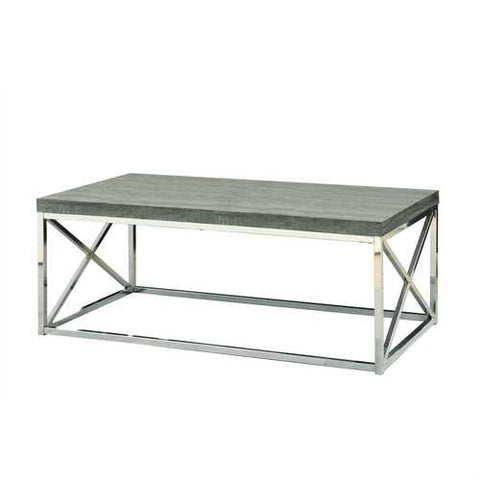 Image of Modern Coffee Table with Chrome Metal Frame and Dark Taupe Wood Top