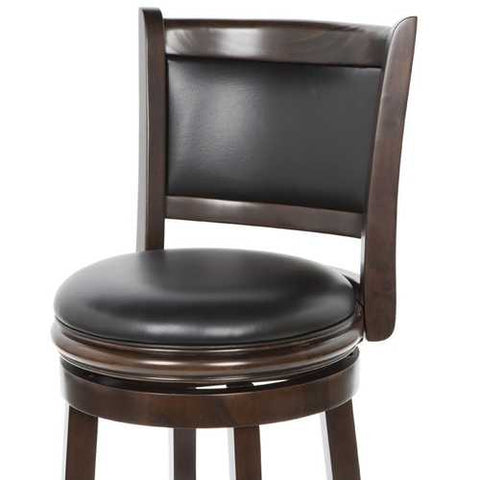 Image of Cappuccino 29-inch Swivel Barstool with Faux Leather Cushion Seat