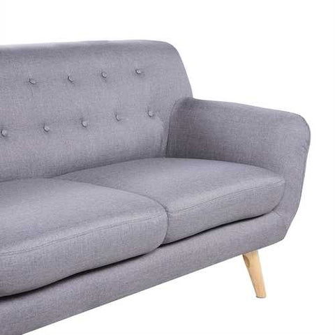 Image of Modern Light Grey Linen Fabric Mid-Century Tufted Sofa Loveseat