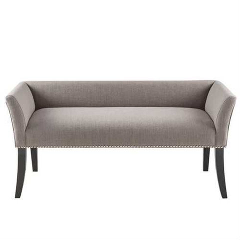 Image of Modern Mid-Century Grey Upholstered Accent Bench