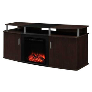 Modern Electric Fireplace TV Stand in Cherry Black Wood Finish - Holds up to 70-inch TV