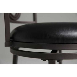 Metal 30-inch Bar Stool with Black Faux Leather Swivel Seat