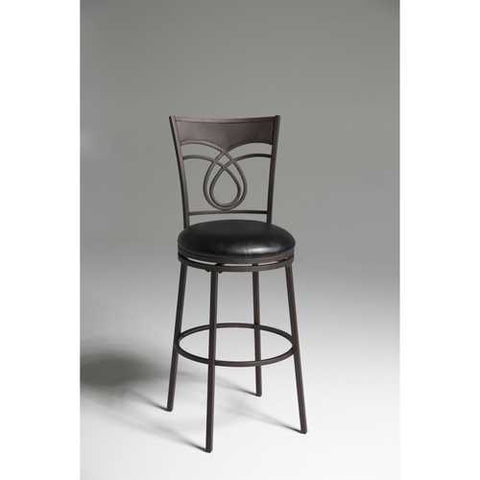 Image of Metal 30-inch Bar Stool with Black Faux Leather Swivel Seat